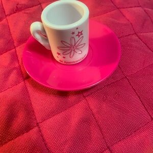 AMERICAN GIRL Cafe Bistro Pink Flower Tea Cup Coffee Mug & Saucer Plate